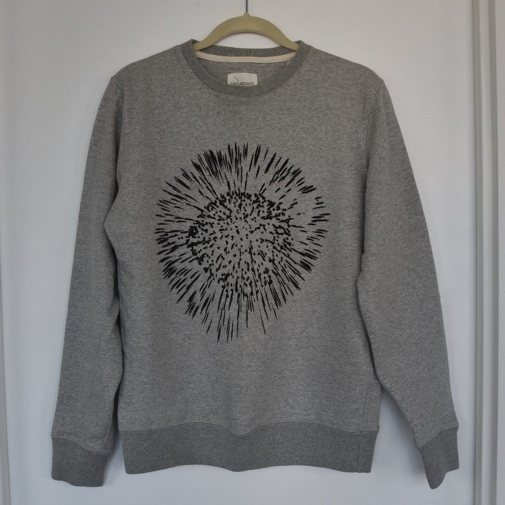 Saturdays NYC Gray Graphic Crewneck Sweater